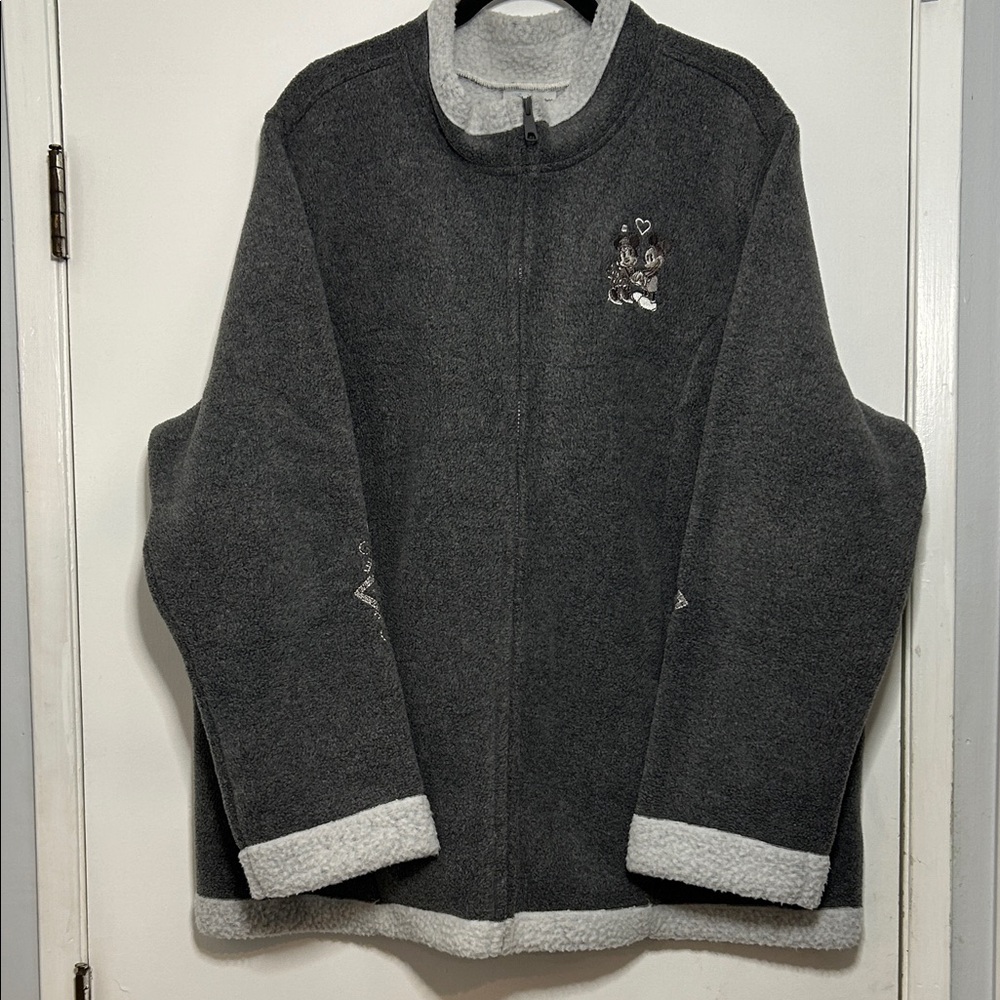 Disneyland Resort Fleece Jacket Embroidered Mickey Minnie Hearts WDW Plus Size